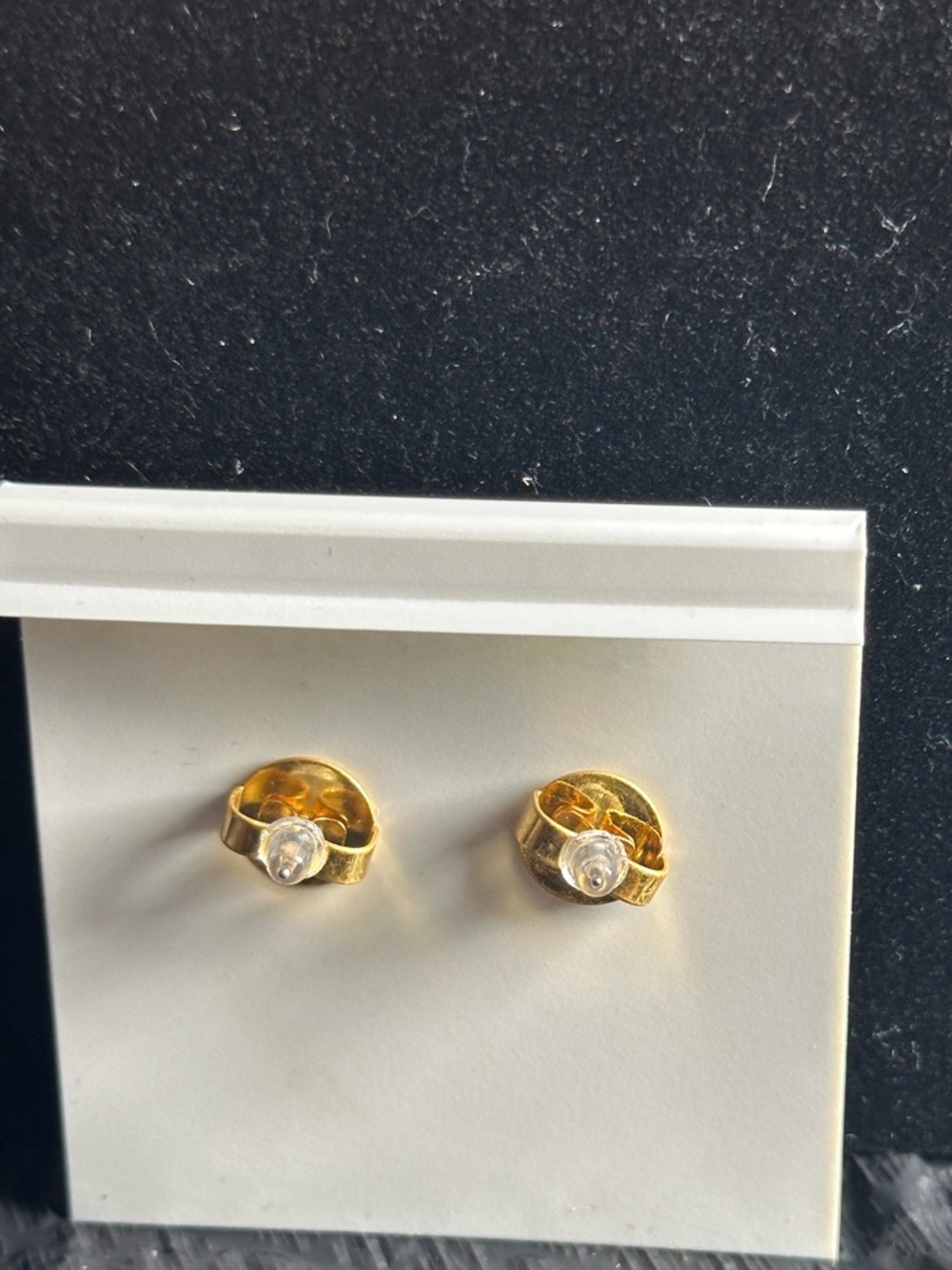 Tory Burch Double T Burgundy Enamel Gold Tone Logo Stud Earrings - Picture 3 of 3